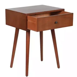 Outlet Kirklands Home Walnut Wood 1-Drawer Arthur Accent Table Brown
