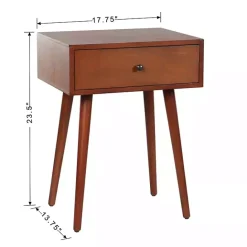 Outlet Kirklands Home Walnut Wood 1-Drawer Arthur Accent Table Brown
