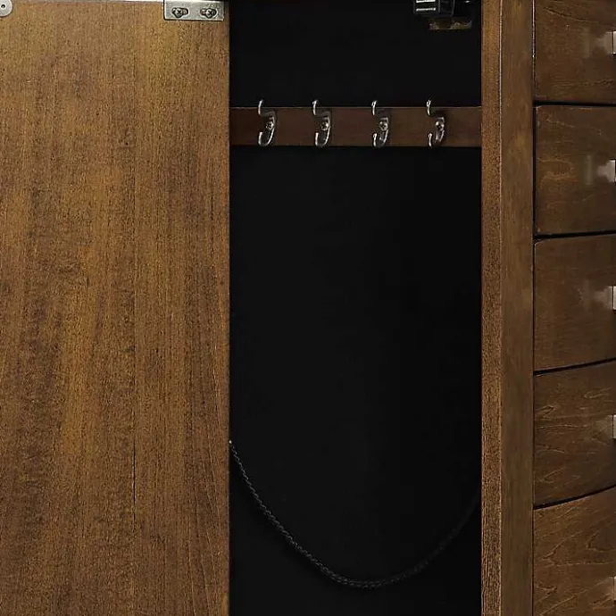 Best Kirklands Home Walnut Wood 5-Drawer Zinnia Jewelry Armoire Brown