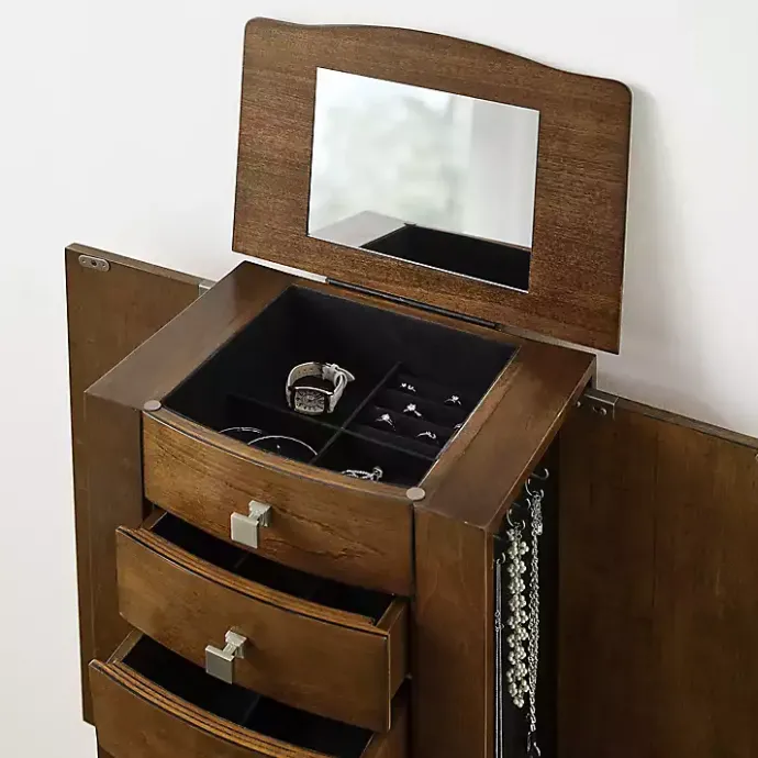 Best Kirklands Home Walnut Wood 5-Drawer Zinnia Jewelry Armoire Brown