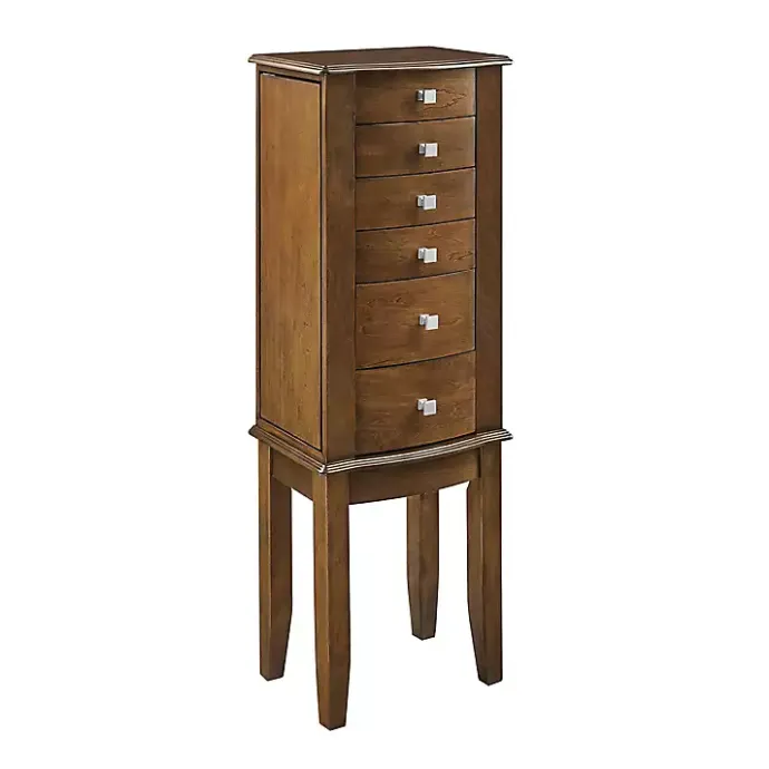 Best Kirklands Home Walnut Wood 5-Drawer Zinnia Jewelry Armoire Brown
