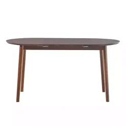 Outlet Kirklands Home Walnut Wood Oval Dining Table with Leaf Brown