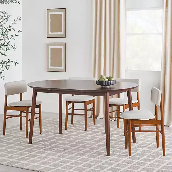 Outlet Kirklands Home Walnut Wood Oval Dining Table with Leaf Brown