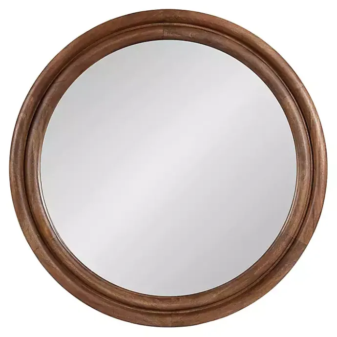 Best Kirklands Home Walnut Wood Ribbed Round Wall Mirror