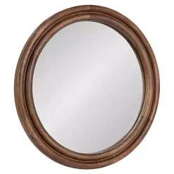 Best Kirklands Home Walnut Wood Ribbed Round Wall Mirror