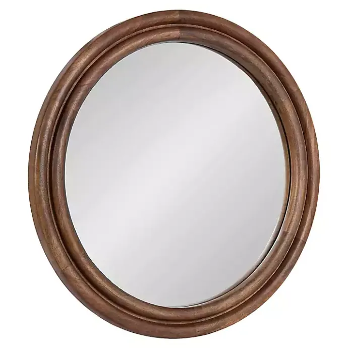 Best Kirklands Home Walnut Wood Ribbed Round Wall Mirror