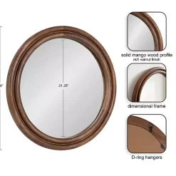 Best Kirklands Home Walnut Wood Ribbed Round Wall Mirror