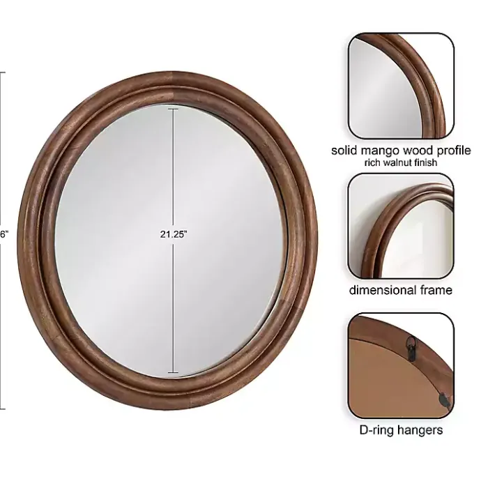 Best Kirklands Home Walnut Wood Ribbed Round Wall Mirror