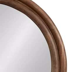 Best Kirklands Home Walnut Wood Ribbed Round Wall Mirror
