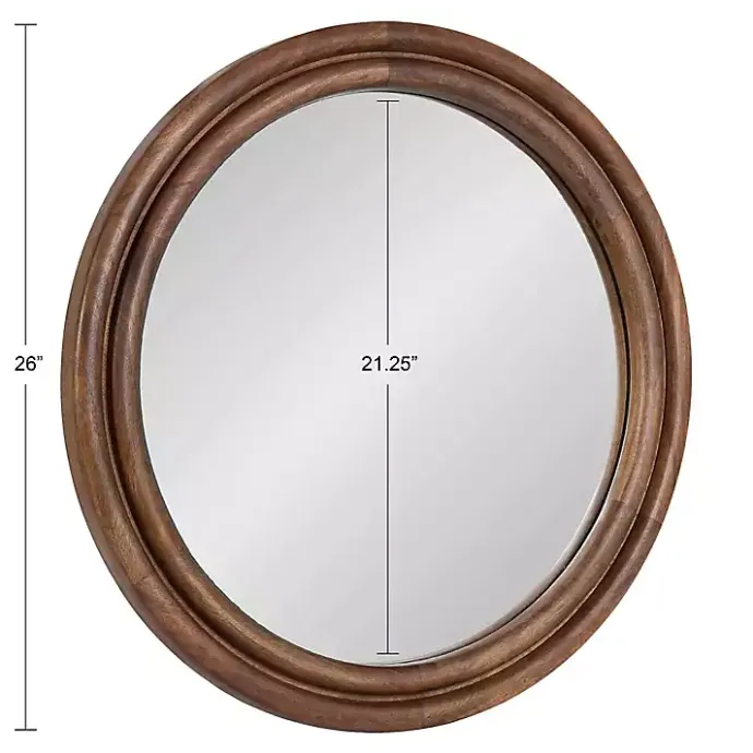 Best Kirklands Home Walnut Wood Ribbed Round Wall Mirror
