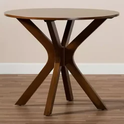Kirklands Home Walnut Wood Round Kenji Small Dining Table Brown