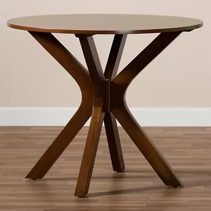 Kirklands Home Walnut Wood Round Kenji Small Dining Table Brown