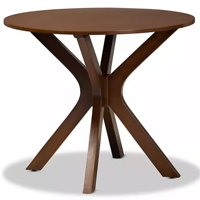 Kirklands Home Walnut Wood Round Kenji Small Dining Table Brown