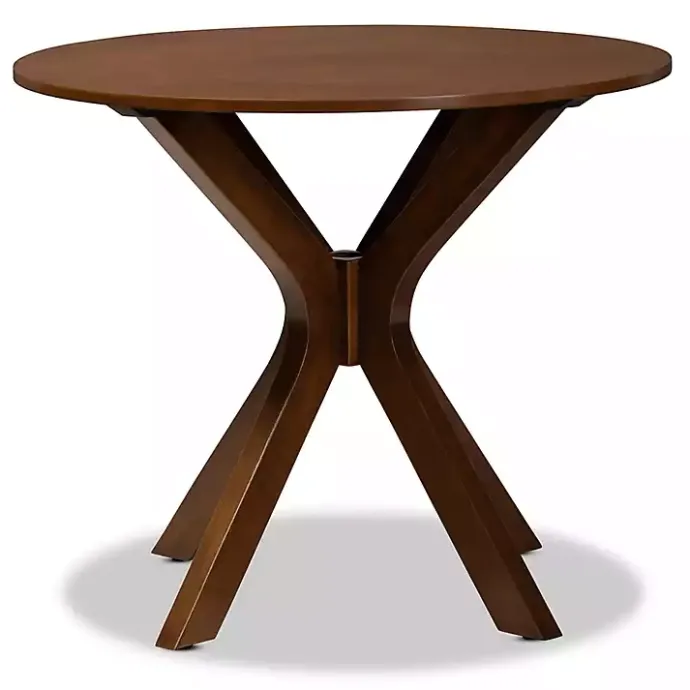 Kirklands Home Walnut Wood Round Kenji Small Dining Table Brown