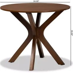 Kirklands Home Walnut Wood Round Kenji Small Dining Table Brown