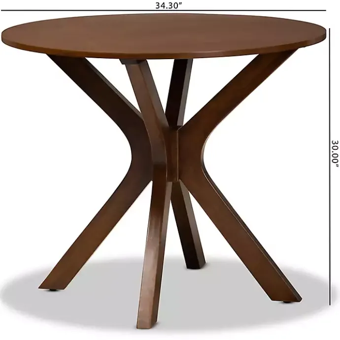 Kirklands Home Walnut Wood Round Kenji Small Dining Table Brown