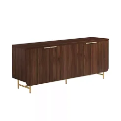 Outlet Kirklands Home Walnut Wood Scandinavian 4-Door Sideboard Brown
