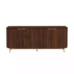 Outlet Kirklands Home Walnut Wood Scandinavian 4-Door Sideboard Brown