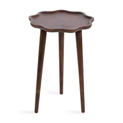 Hot Kirklands Home Walnut Wood Wavy Accent Table Brown