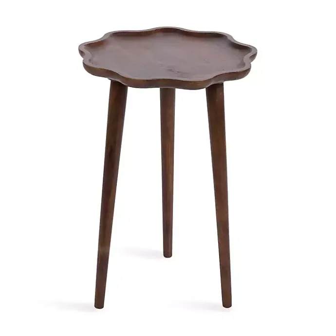 Hot Kirklands Home Walnut Wood Wavy Accent Table Brown