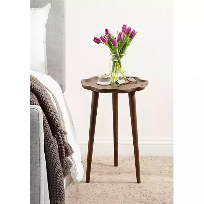 Hot Kirklands Home Walnut Wood Wavy Accent Table Brown