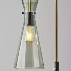 Sale Kirklands Home Walter Smoked Glass Floor Lamp Gray