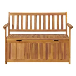 Hot Kirklands Home Warm Acacia Wood Slatted Outdoor Storage Bench Brown