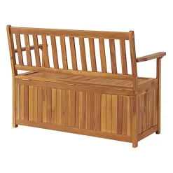 Hot Kirklands Home Warm Acacia Wood Slatted Outdoor Storage Bench Brown