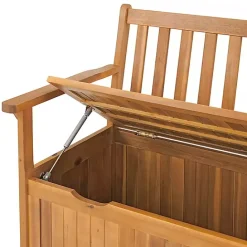 Hot Kirklands Home Warm Acacia Wood Slatted Outdoor Storage Bench Brown