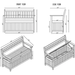 Hot Kirklands Home Warm Acacia Wood Slatted Outdoor Storage Bench Brown