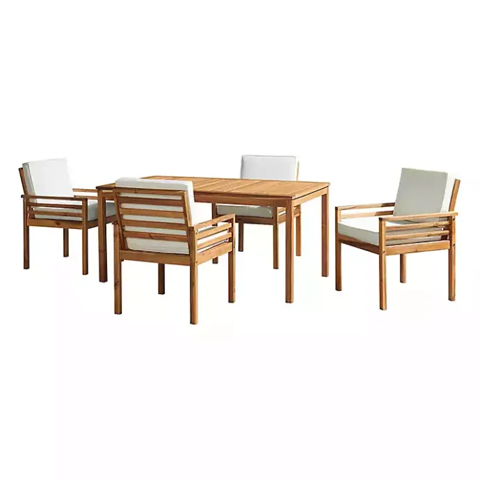 Kirklands Home Warm Acacia Wood Slatted 5-pc. Outdoor Dining Set