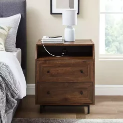 Outlet Kirklands Home Warm Brown Curved Top Nightstand Table