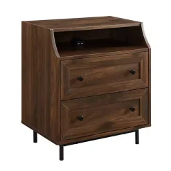Outlet Kirklands Home Warm Brown Curved Top Nightstand Table