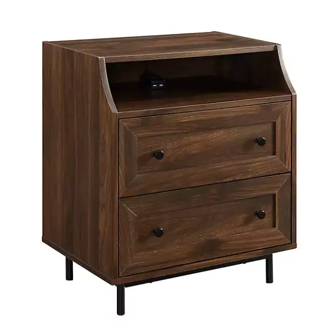 Outlet Kirklands Home Warm Brown Curved Top Nightstand Table