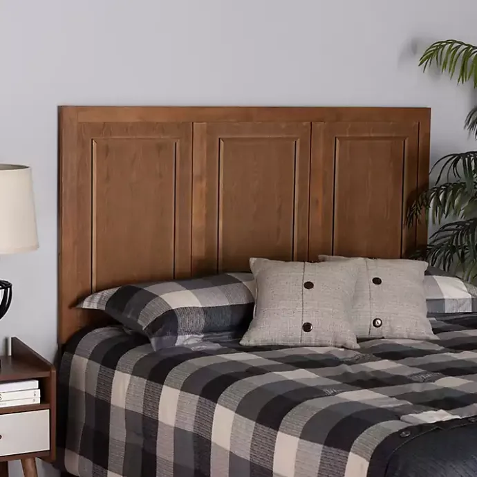 Best Kirklands Home Warm 3-Panel Wood Full Headboard Brown