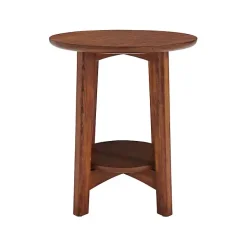 Sale Kirklands Home Warm Chestnut Wood Round Accent Table Brown