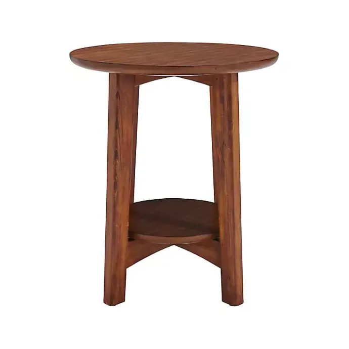 Sale Kirklands Home Warm Chestnut Wood Round Accent Table Brown