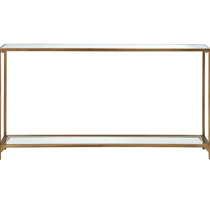 New Kirklands Home Warm en Mirrored Top Console Table Gold