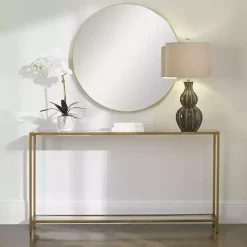 New Kirklands Home Warm en Mirrored Top Console Table Gold