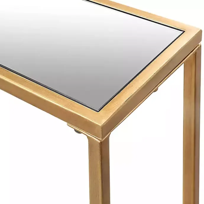New Kirklands Home Warm en Mirrored Top Console Table Gold