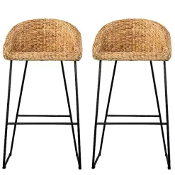 Discount Kirklands Home Warm Honey Woven Hyacinth Bar Stools, Set of 2