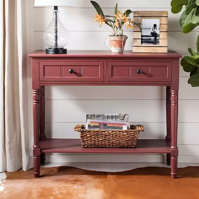 Clearance Kirklands Home Warm 2- Drawer Samantha Console Table Red