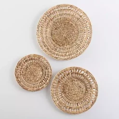 Online Kirklands Home Water Hyacinth Basket Wall Plaques, Set of 3 Tan