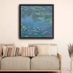 New Kirklands Home Water Lilies 1906 Framed Canvas Art Print Blue