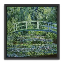 New Kirklands Home Water Lilies and Japanese Bridge Framed Art Print Green