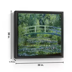 New Kirklands Home Water Lilies and Japanese Bridge Framed Art Print Green