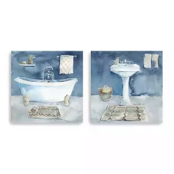 Hot Kirklands Home Watercolor Bathroom Canvas Art Prints, Set of 2