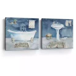 Hot Kirklands Home Watercolor Bathroom Canvas Art Prints, Set of 2