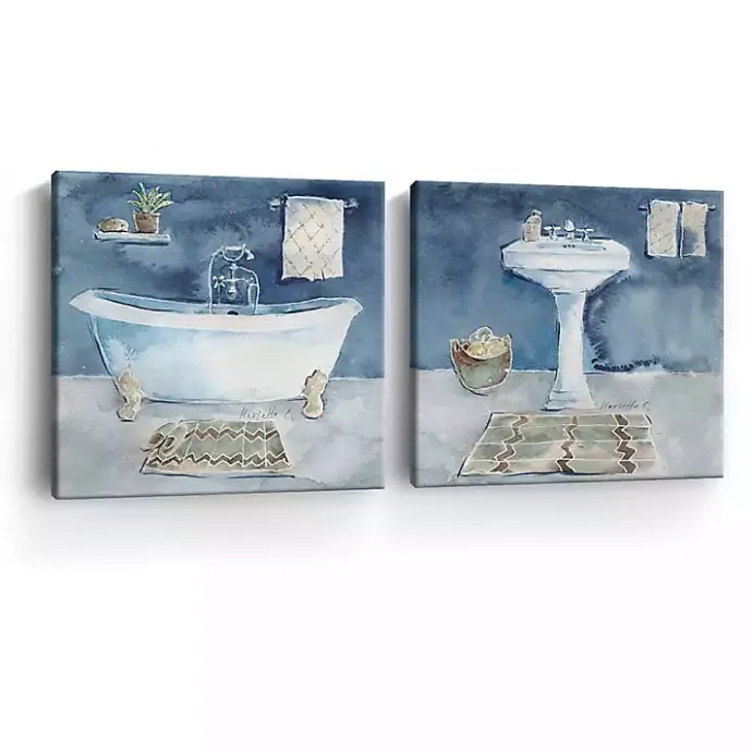 Hot Kirklands Home Watercolor Bathroom Canvas Art Prints, Set of 2