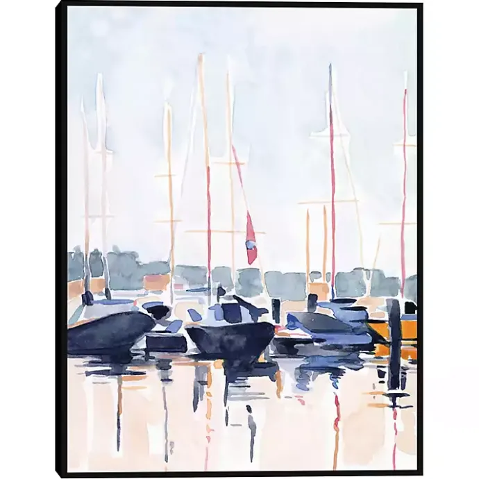 New Kirklands Home Watercolor Boat Club Framed Canvas Art Print